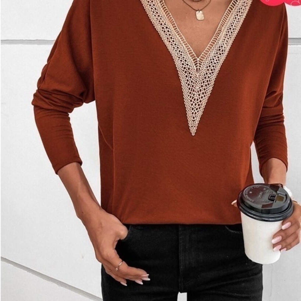 🌸S45- Rust Drop Shoulder T-shirt🧡